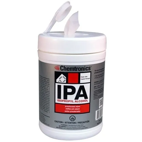 Chemtronics SIP100P Isopropyl Stencil Wipes |  Pre-saturated with 70% IPA and 30% deionized water | 100/tub (6 Pack)