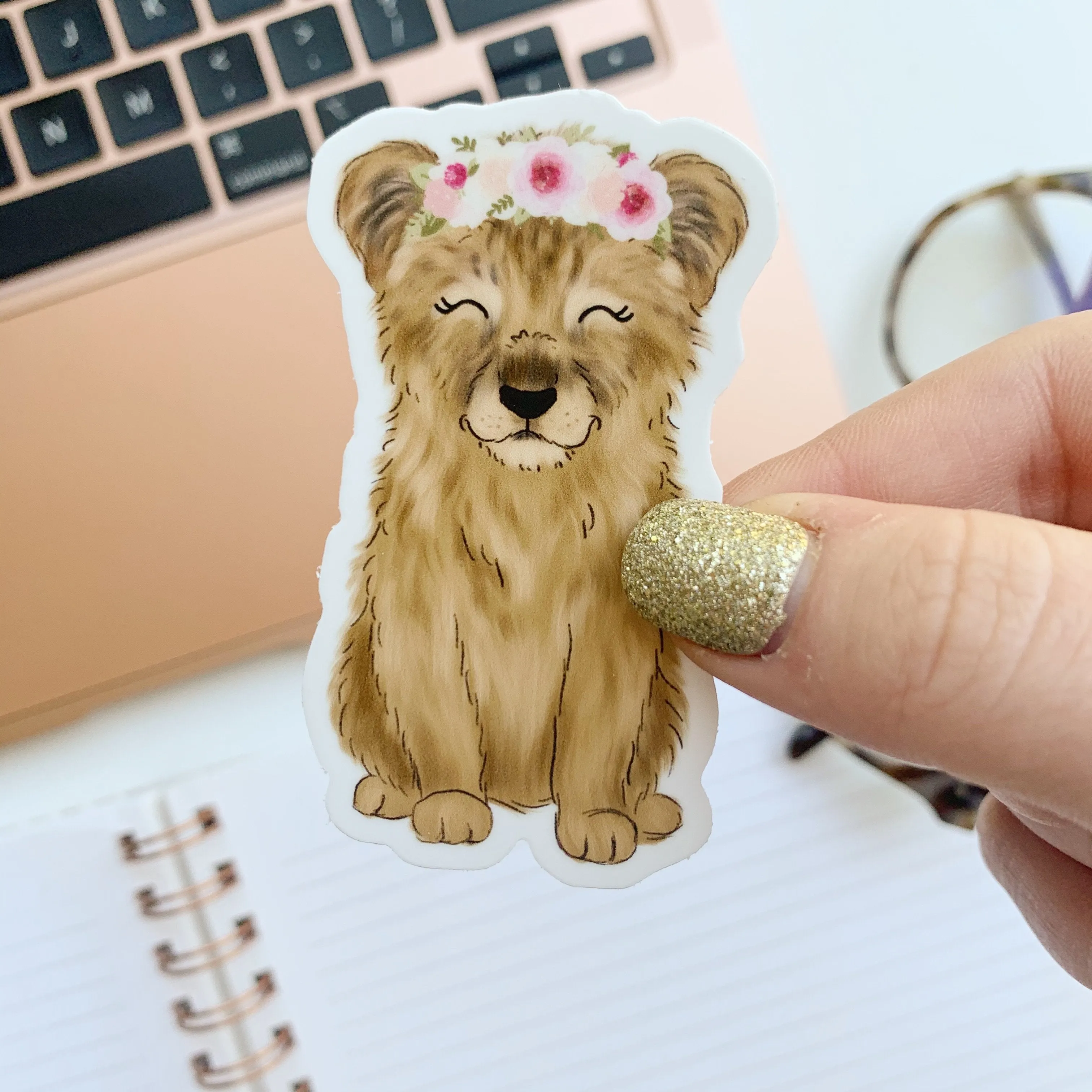 Floral Crown Baby Lion Sticker