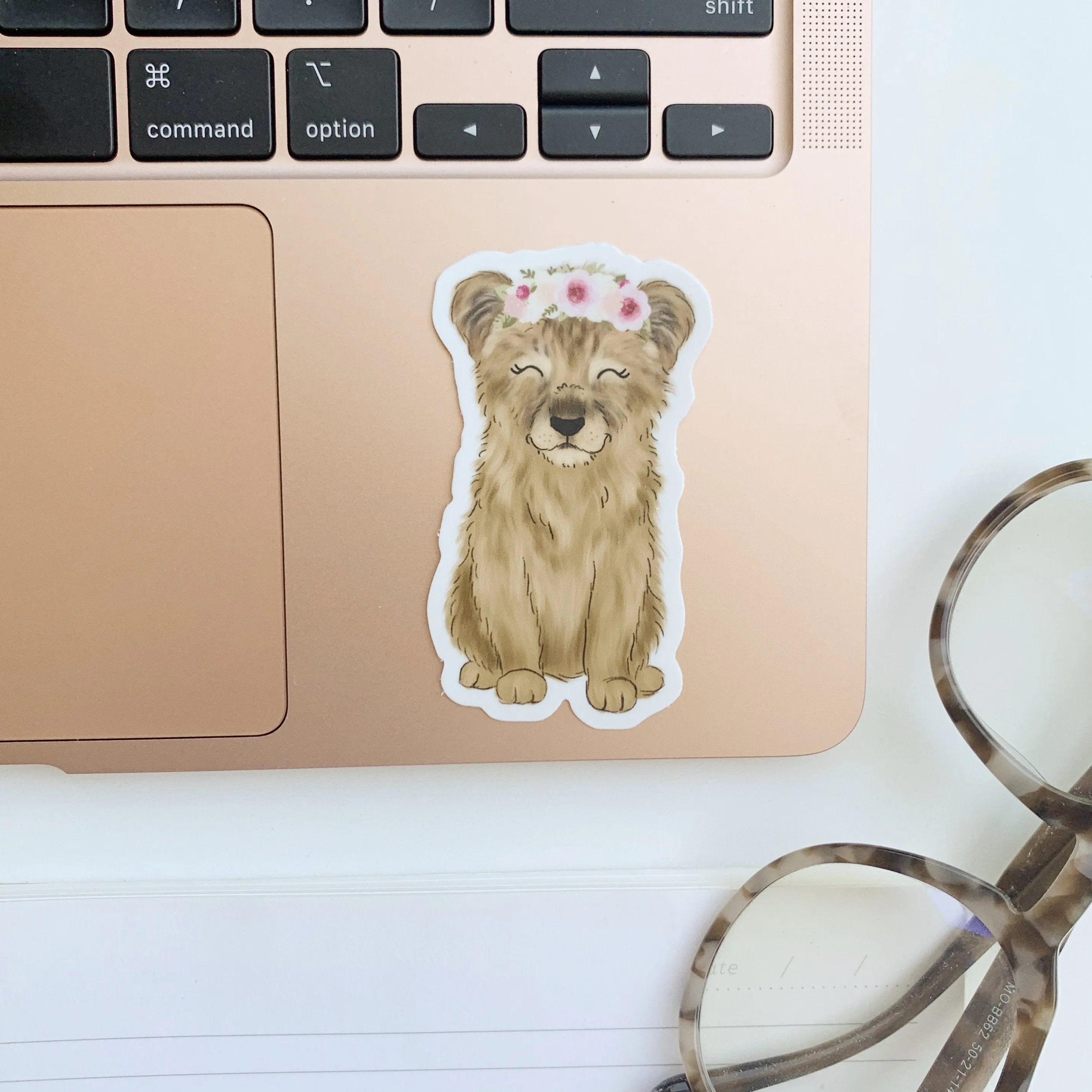 Floral Crown Baby Lion Sticker