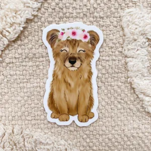 Floral Crown Baby Lion Sticker