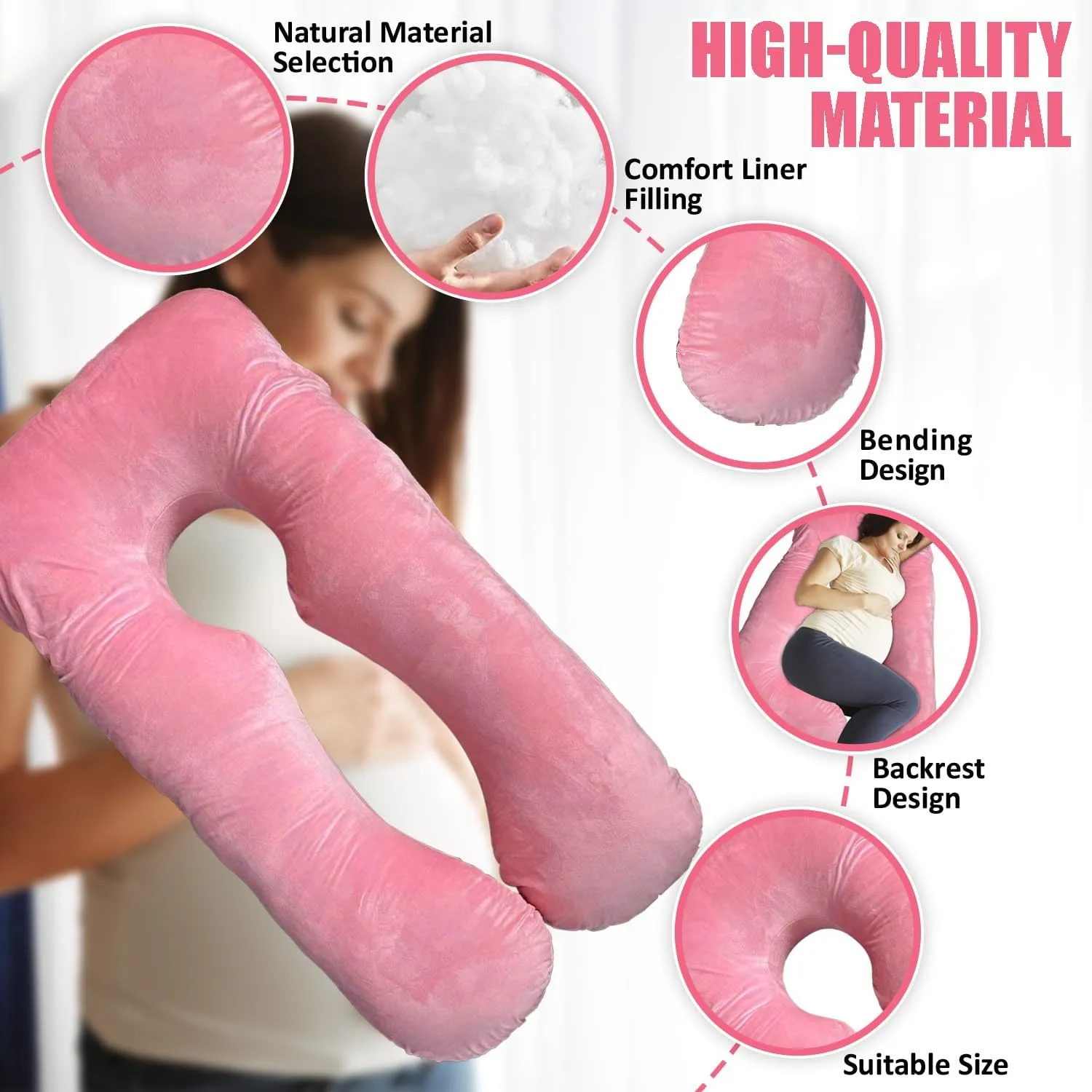 Pregnancy Body Pillow For Belly Support-Pink