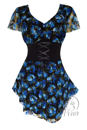 Printed Sweetheart Top in Blue Dream